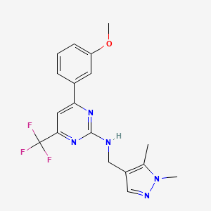 N-[(1,5-dimethyl-1H-pyrazol-4-yl)methyl]-4-(3-methoxyphenyl)-6-(trifluoromethyl)pyrimidin-2-amine