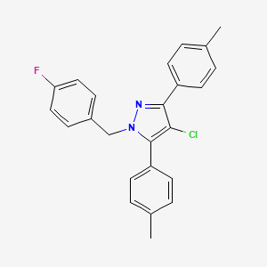 molecular formula C24H20ClFN2 B10911804 4-chloro-1-(4-fluorobenzyl)-3,5-bis(4-methylphenyl)-1H-pyrazole 