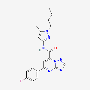 molecular formula C20H20FN7O B10911818 N-(1-butyl-5-methyl-1H-pyrazol-3-yl)-5-(4-fluorophenyl)[1,2,4]triazolo[1,5-a]pyrimidine-7-carboxamide 