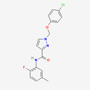 molecular formula C18H15ClFN3O2 B10911846 1-[(4-chlorophenoxy)methyl]-N-(2-fluoro-5-methylphenyl)-1H-pyrazole-3-carboxamide 