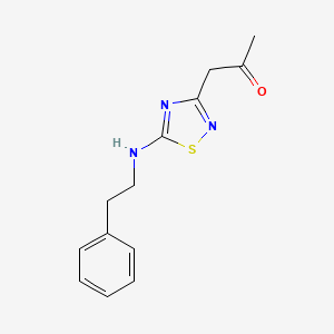 molecular formula C13H15N3OS B10911862 1-{5-[(2-Phenylethyl)amino]-1,2,4-thiadiazol-3-yl}propan-2-one 