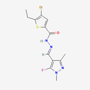 molecular formula C13H14BrFN4OS B10911877 4-Bromo-5-ethyl-N'-((5-fluoro-1,3-dimethyl-1H-pyrazol-4-yl)methylene)thiophene-2-carbohydrazide 