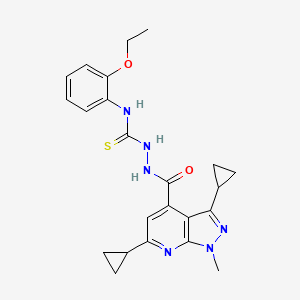 molecular formula C23H26N6O2S B10911985 2-[(3,6-dicyclopropyl-1-methyl-1H-pyrazolo[3,4-b]pyridin-4-yl)carbonyl]-N-(2-ethoxyphenyl)hydrazinecarbothioamide 