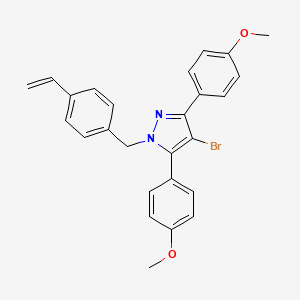 4-bromo-1-(4-ethenylbenzyl)-3,5-bis(4-methoxyphenyl)-1H-pyrazole