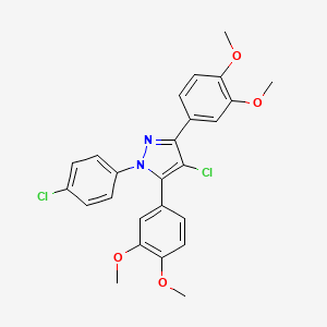 4-chloro-1-(4-chlorophenyl)-3,5-bis(3,4-dimethoxyphenyl)-1H-pyrazole