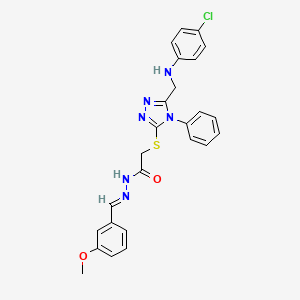 molecular formula C25H23ClN6O2S B10912021 2-[(5-{[(4-chlorophenyl)amino]methyl}-4-phenyl-4H-1,2,4-triazol-3-yl)sulfanyl]-N'-[(E)-(3-methoxyphenyl)methylidene]acetohydrazide 