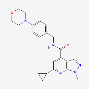 molecular formula C22H25N5O2 B10912026 6-cyclopropyl-1-methyl-N-[4-(morpholin-4-yl)benzyl]-1H-pyrazolo[3,4-b]pyridine-4-carboxamide 