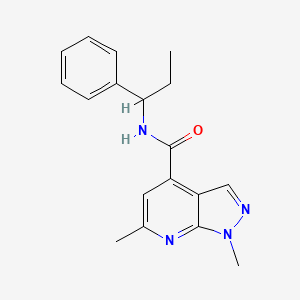 1,6-dimethyl-N-(1-phenylpropyl)-1H-pyrazolo[3,4-b]pyridine-4-carboxamide