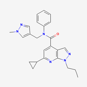 6-cyclopropyl-N-[(1-methyl-1H-pyrazol-4-yl)methyl]-N-phenyl-1-propyl-1H-pyrazolo[3,4-b]pyridine-4-carboxamide