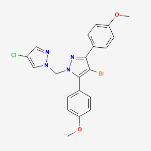 molecular formula C21H18BrClN4O2 B10912046 4-bromo-1-[(4-chloro-1H-pyrazol-1-yl)methyl]-3,5-bis(4-methoxyphenyl)-1H-pyrazole 