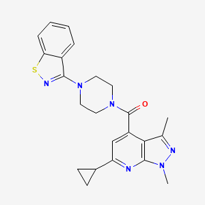 molecular formula C23H24N6OS B10912050 [4-(1,2-benzothiazol-3-yl)piperazin-1-yl](6-cyclopropyl-1,3-dimethyl-1H-pyrazolo[3,4-b]pyridin-4-yl)methanone 