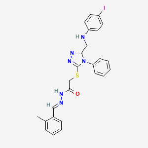 2-[(5-{[(4-iodophenyl)amino]methyl}-4-phenyl-4H-1,2,4-triazol-3-yl)sulfanyl]-N'-[(E)-(2-methylphenyl)methylidene]acetohydrazide