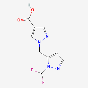 molecular formula C9H8F2N4O2 B10912058 1-{[1-(difluoromethyl)-1H-pyrazol-5-yl]methyl}-1H-pyrazole-4-carboxylic acid 