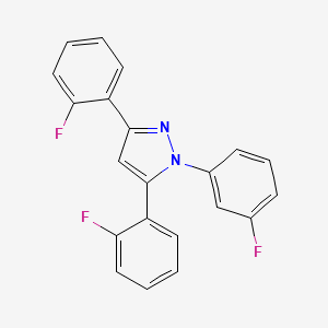 molecular formula C21H13F3N2 B10912079 3,5-bis(2-fluorophenyl)-1-(3-fluorophenyl)-1H-pyrazole 