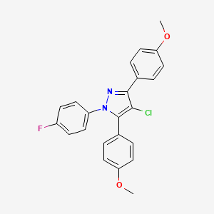 molecular formula C23H18ClFN2O2 B10912087 4-chloro-1-(4-fluorophenyl)-3,5-bis(4-methoxyphenyl)-1H-pyrazole 