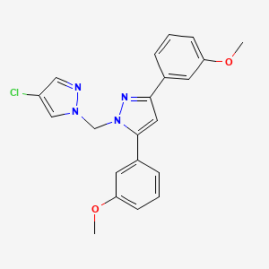 molecular formula C21H19ClN4O2 B10912092 1-[(4-chloro-1H-pyrazol-1-yl)methyl]-3,5-bis(3-methoxyphenyl)-1H-pyrazole 