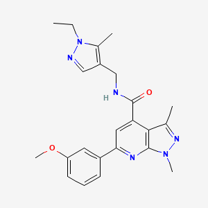 N-[(1-ethyl-5-methyl-1H-pyrazol-4-yl)methyl]-6-(3-methoxyphenyl)-1,3-dimethyl-1H-pyrazolo[3,4-b]pyridine-4-carboxamide