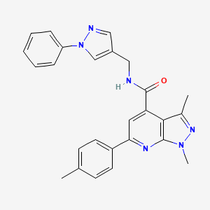 1,3-dimethyl-6-(4-methylphenyl)-N-[(1-phenyl-1H-pyrazol-4-yl)methyl]-1H-pyrazolo[3,4-b]pyridine-4-carboxamide