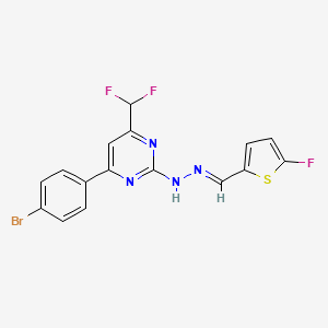 4-(4-Bromophenyl)-6-(difluoromethyl)-2-(2-((5-fluorothiophen-2-yl)methylene)hydrazinyl)pyrimidine