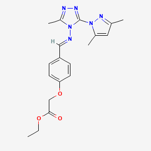 ethyl {4-[(E)-{[3-(3,5-dimethyl-1H-pyrazol-1-yl)-5-methyl-4H-1,2,4-triazol-4-yl]imino}methyl]phenoxy}acetate