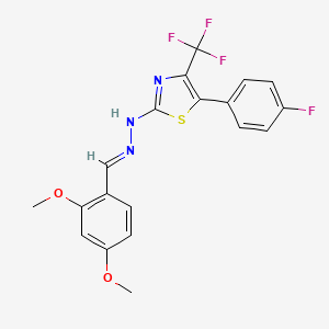 2-[(2E)-2-(2,4-dimethoxybenzylidene)hydrazinyl]-5-(4-fluorophenyl)-4-(trifluoromethyl)-1,3-thiazole