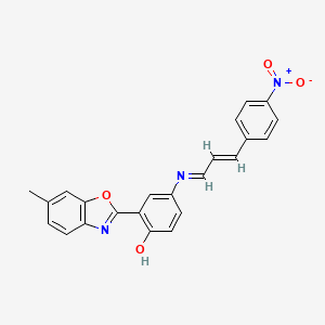 2-(6-methyl-1,3-benzoxazol-2-yl)-4-{[(1E,2E)-3-(4-nitrophenyl)prop-2-en-1-ylidene]amino}phenol