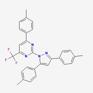 molecular formula C29H23F3N4 B10912232 2-[3,5-bis(4-methylphenyl)-1H-pyrazol-1-yl]-4-(4-methylphenyl)-6-(trifluoromethyl)pyrimidine 