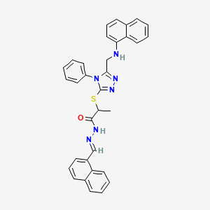 molecular formula C33H28N6OS B10912242 2-({5-[(naphthalen-1-ylamino)methyl]-4-phenyl-4H-1,2,4-triazol-3-yl}sulfanyl)-N'-[(E)-naphthalen-1-ylmethylidene]propanehydrazide 