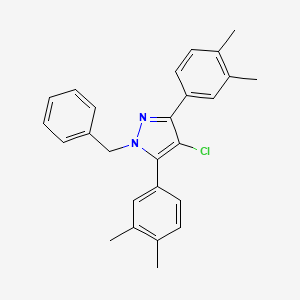 molecular formula C26H25ClN2 B10912255 1-benzyl-4-chloro-3,5-bis(3,4-dimethylphenyl)-1H-pyrazole 