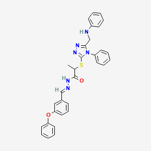 N'-[(E)-(3-phenoxyphenyl)methylidene]-2-({4-phenyl-5-[(phenylamino)methyl]-4H-1,2,4-triazol-3-yl}sulfanyl)propanehydrazide