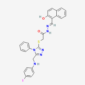 molecular formula C28H23IN6O2S B10912284 N'-[(E)-(2-hydroxynaphthalen-1-yl)methylidene]-2-[(5-{[(4-iodophenyl)amino]methyl}-4-phenyl-4H-1,2,4-triazol-3-yl)sulfanyl]acetohydrazide 