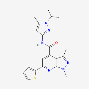 1,3-dimethyl-N-[5-methyl-1-(propan-2-yl)-1H-pyrazol-3-yl]-6-(thiophen-2-yl)-1H-pyrazolo[3,4-b]pyridine-4-carboxamide