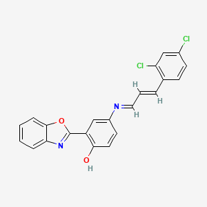 2-(1,3-benzoxazol-2-yl)-4-{[(1E,2E)-3-(2,4-dichlorophenyl)prop-2-en-1-ylidene]amino}phenol