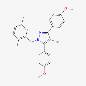 molecular formula C26H25BrN2O2 B10912336 4-bromo-1-(2,5-dimethylbenzyl)-3,5-bis(4-methoxyphenyl)-1H-pyrazole 