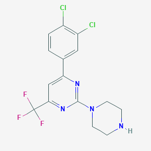 molecular formula C15H13Cl2F3N4 B10912343 4-(3,4-Dichlorophenyl)-2-(piperazin-1-yl)-6-(trifluoromethyl)pyrimidine 