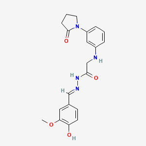 N'-[(E)-(4-hydroxy-3-methoxyphenyl)methylidene]-2-{[3-(2-oxopyrrolidin-1-yl)phenyl]amino}acetohydrazide (non-preferred name)