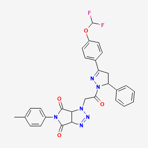 1-(2-{3-[4-(difluoromethoxy)phenyl]-5-phenyl-4,5-dihydro-1H-pyrazol-1-yl}-2-oxoethyl)-5-(4-methylphenyl)-3a,6a-dihydropyrrolo[3,4-d][1,2,3]triazole-4,6(1H,5H)-dione