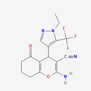 2-Amino-4-(1-ethyl-5-(trifluoromethyl)-1H-pyrazol-4-yl)-5-oxo-5,6,7,8-tetrahydro-4H-chromene-3-carbonitrile