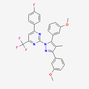 2-[3,5-bis(3-methoxyphenyl)-4-methyl-1H-pyrazol-1-yl]-4-(4-fluorophenyl)-6-(trifluoromethyl)pyrimidine