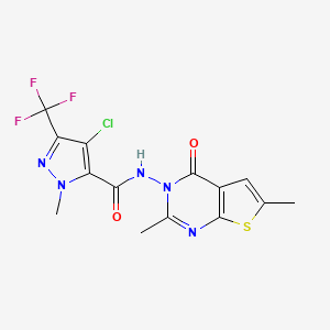 4-chloro-N-(2,6-dimethyl-4-oxothieno[2,3-d]pyrimidin-3(4H)-yl)-1-methyl-3-(trifluoromethyl)-1H-pyrazole-5-carboxamide