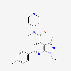 1-ethyl-N,3-dimethyl-6-(4-methylphenyl)-N-(1-methylpiperidin-4-yl)-1H-pyrazolo[3,4-b]pyridine-4-carboxamide