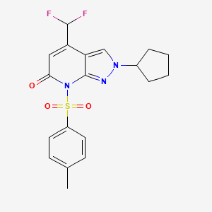 2-cyclopentyl-4-(difluoromethyl)-7-[(4-methylphenyl)sulfonyl]-2,7-dihydro-6H-pyrazolo[3,4-b]pyridin-6-one