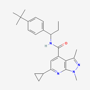 molecular formula C25H32N4O B10912474 N-[1-(4-tert-butylphenyl)propyl]-6-cyclopropyl-1,3-dimethyl-1H-pyrazolo[3,4-b]pyridine-4-carboxamide 