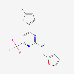 N-(furan-2-ylmethyl)-4-(5-methylthiophen-2-yl)-6-(trifluoromethyl)pyrimidin-2-amine