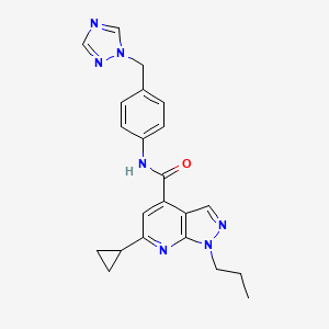 6-cyclopropyl-1-propyl-N-[4-(1H-1,2,4-triazol-1-ylmethyl)phenyl]-1H-pyrazolo[3,4-b]pyridine-4-carboxamide