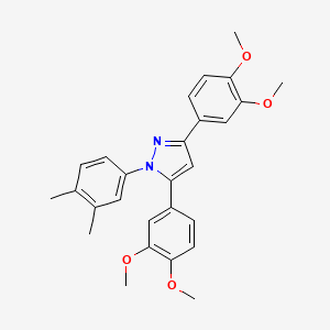 molecular formula C27H28N2O4 B10912536 3,5-bis(3,4-dimethoxyphenyl)-1-(3,4-dimethylphenyl)-1H-pyrazole 