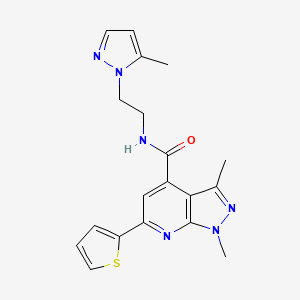 1,3-dimethyl-N-[2-(5-methyl-1H-pyrazol-1-yl)ethyl]-6-(thiophen-2-yl)-1H-pyrazolo[3,4-b]pyridine-4-carboxamide