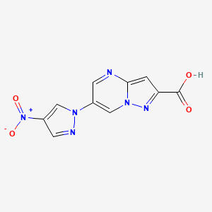 molecular formula C10H6N6O4 B10912588 6-(4-Nitro-1H-pyrazol-1-yl)pyrazolo[1,5-a]pyrimidine-2-carboxylic acid CAS No. 1003993-03-0