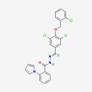 molecular formula C25H18Cl3N3O2 B10912630 N'-[(E)-{3,5-dichloro-4-[(2-chlorobenzyl)oxy]phenyl}methylidene]-2-(1H-pyrrol-1-yl)benzohydrazide 