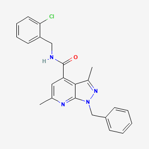 1-benzyl-N-(2-chlorobenzyl)-3,6-dimethyl-1H-pyrazolo[3,4-b]pyridine-4-carboxamide